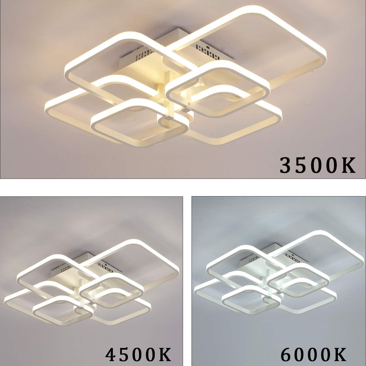 Promo Discount Up To 70% Off HOUDES Simple shining Modern Ceiling Lamp for dining room kitchen Living room,with remote in 3colors in one lamp 3500K to 6000K UL