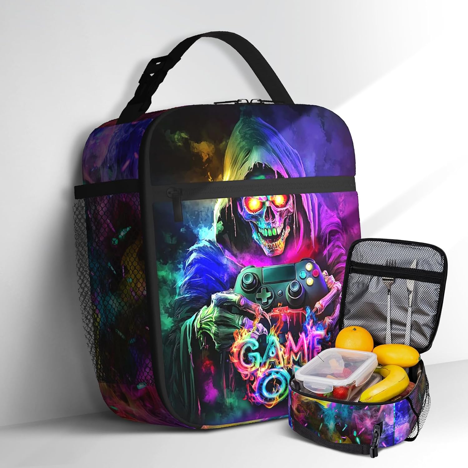 Baseball Ice Cream Drip Lunch Box For Boys Insulated American Flag Baseball Lunch Bag Reusable Portable Lunch Boxes With Adjustable Shoulder Strap For Kids Teens Picnic Travel