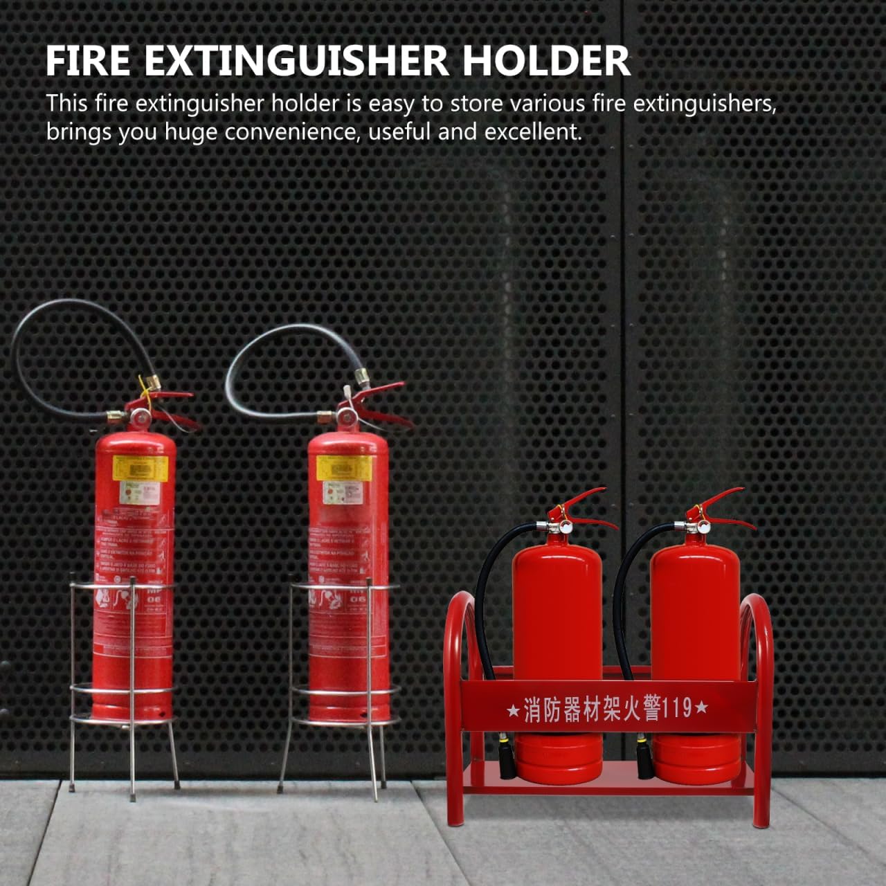 Fire Extinguisher Bracket Heavy Duty Metal Storage Holder 14.5 Inch Fire Extinguisher Rack for Home Office School Safety