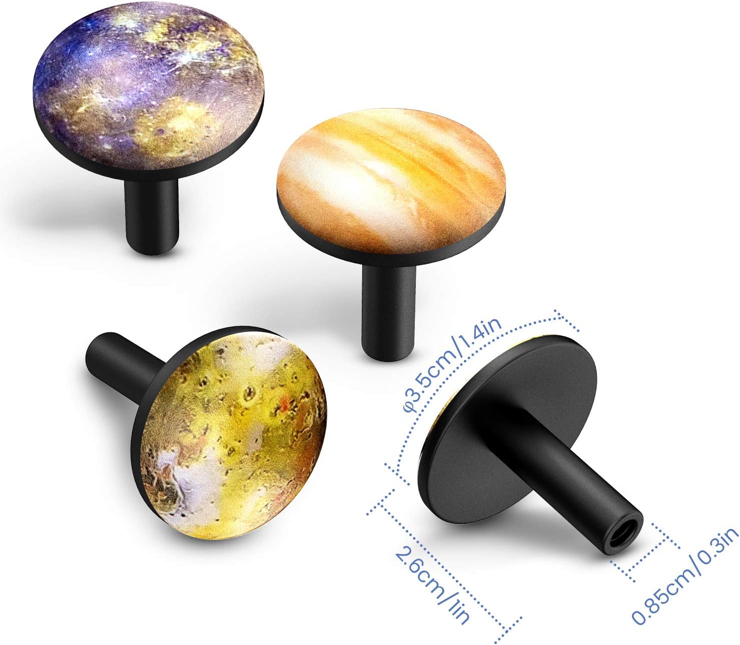 SHARE&CARE Cabinet Knobs 1.37''(35mm) Diameter with Constellation/Planet/Van Gogh/Circle Design Drawer Dresser Cupboard Wardrobe Pulls Handles, 12pcs (Planet)