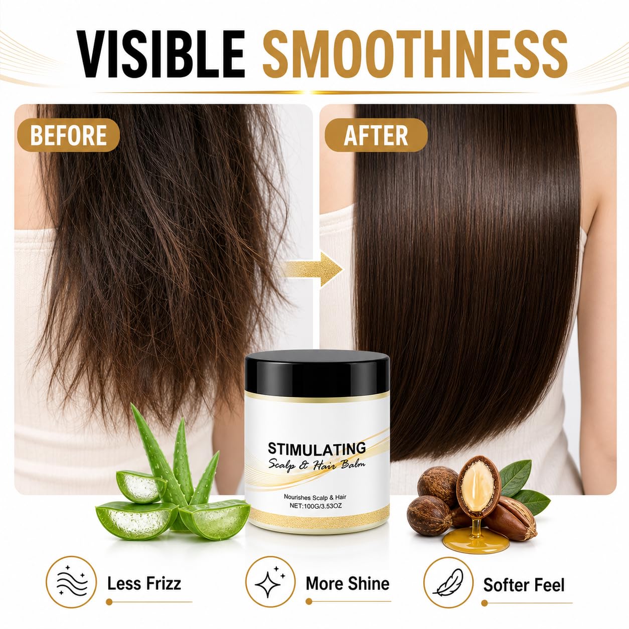Scalp and Hair Balm 2 Pack, Moisturizer Cream for Dry Hair, 3.53 Oz Each | Shea and mango butter blend helps soften rough ends and support smooth, touchable texture for daily care