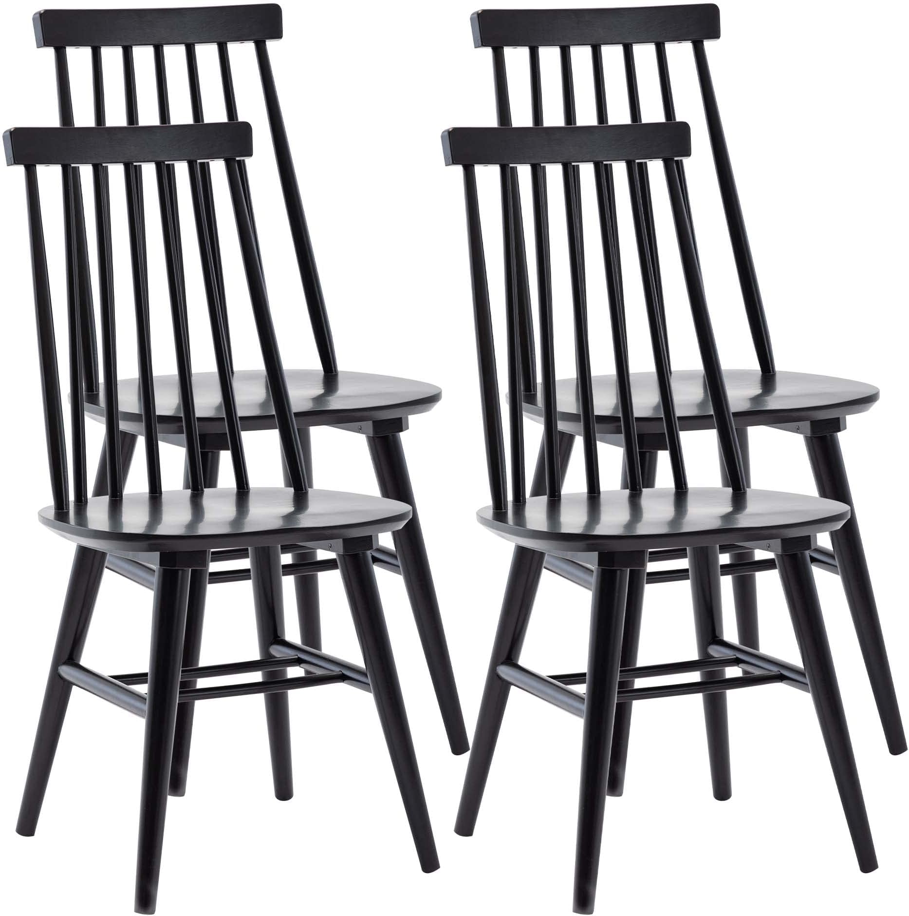 DUHOME Wooden Dining Chairs Set of 4, Wood Dining Room Chairs Slat Spindle Back Kitchen Room Chair Windsor Chairs, Black
