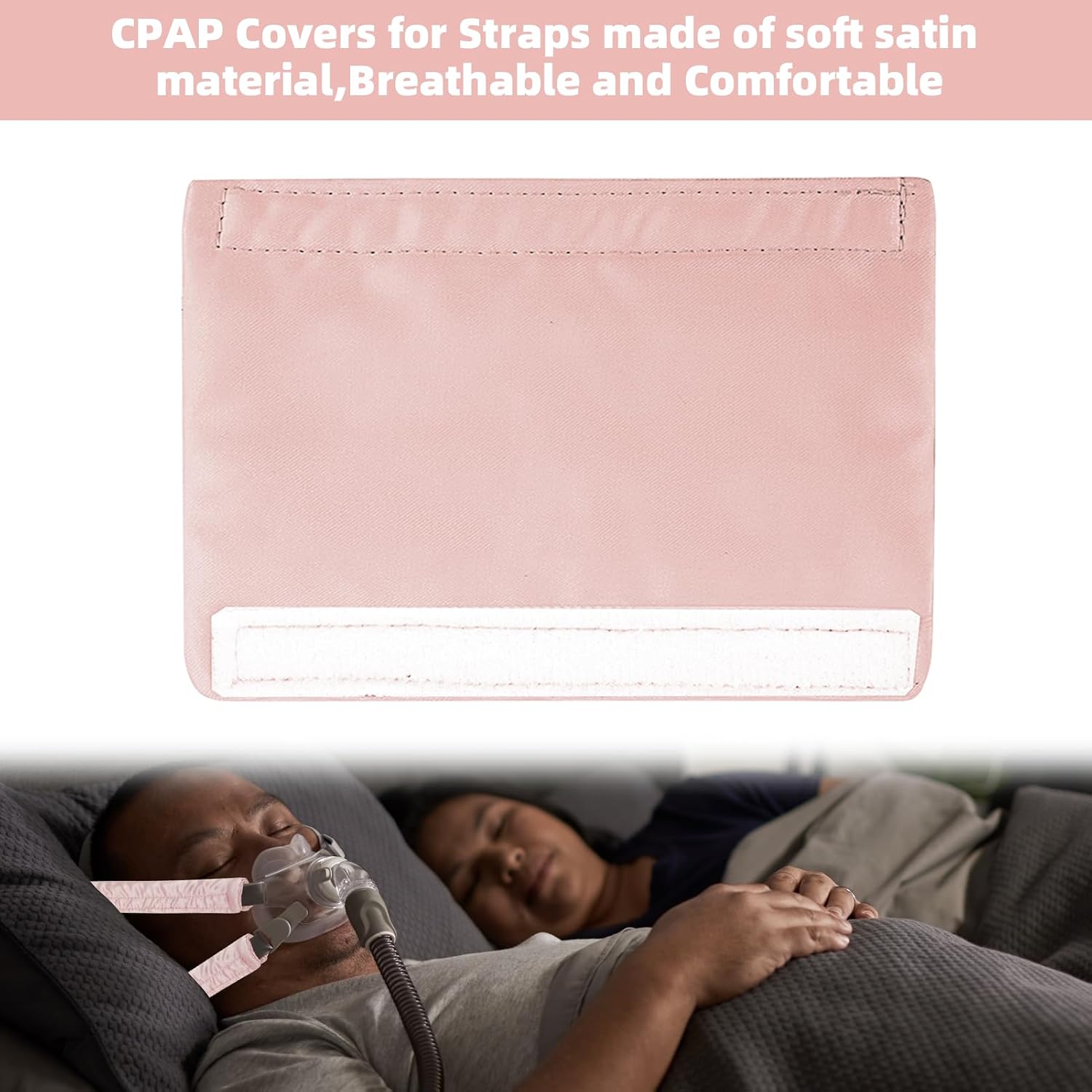 8 PCS Satin CPAP Mask Strap Covers, Comfortable CPAP Strap Covers, Silky CPAP Mask Cushions to Fit Airfit f20 Headgear, Anti Wrinkle CPAP Hair Protector for Reducing Red Marks (Pink)