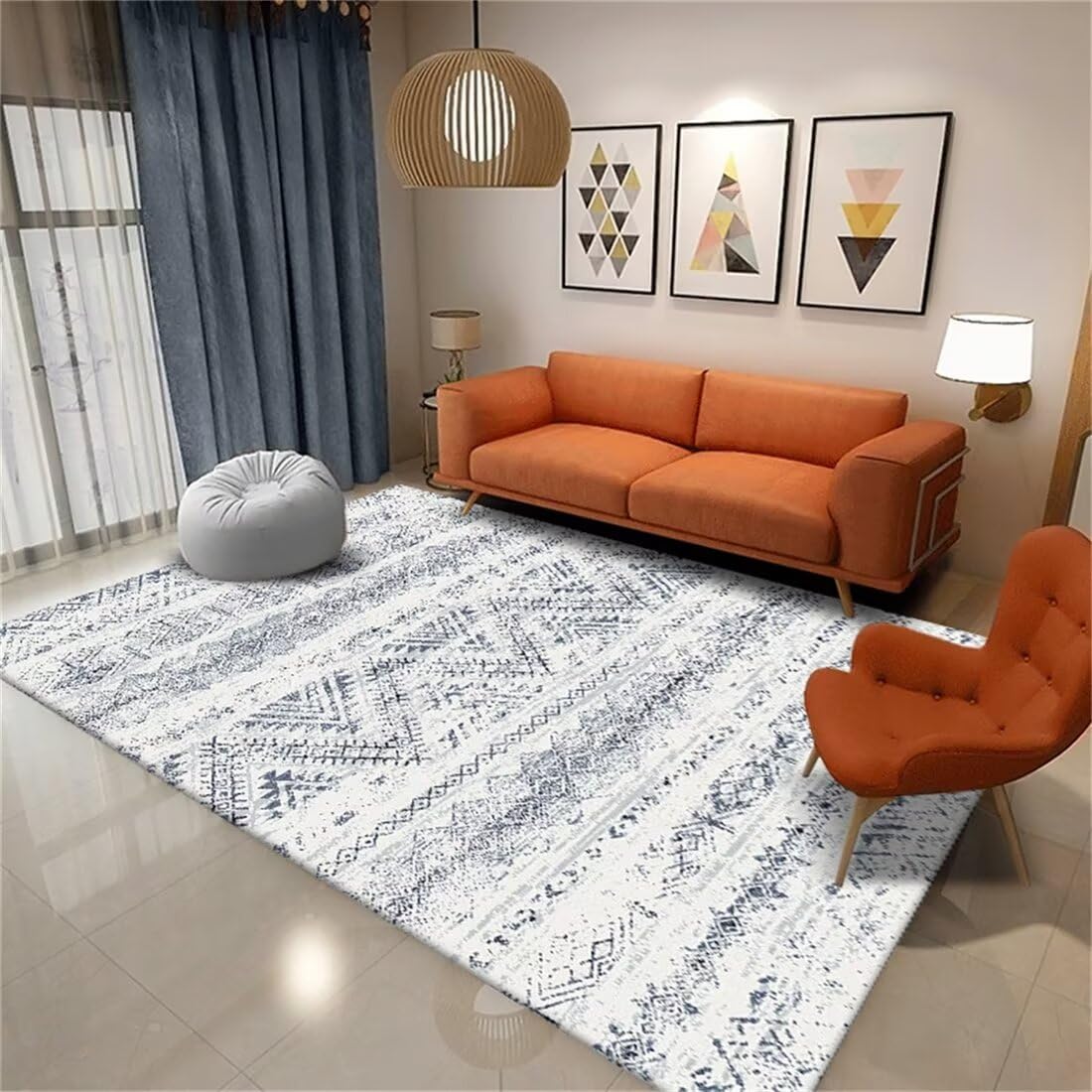 Tapis lavable en machine style moderne noir bleu pour décoration cuisine