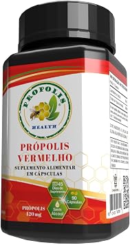 Propolis Health Red Propolis 90 Capsules - Alcohol-Free Original and Concentrated Pure Propolis - 45-Day Supplement - Brazilian - 840mg Capsules