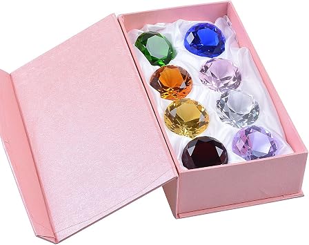 LONGWIN 50mm 2" Crystal Diamond Pirate Gems and Jewels Paperweight Table Decor Multicolor Christmas Centerpiece Gift Idea