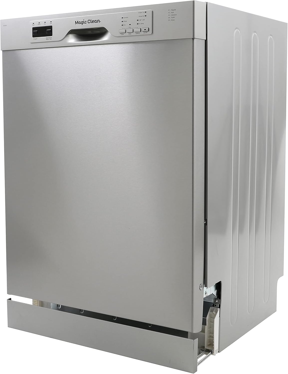 Magic Clean MCDW24SI Dishwasher 24-Inch Built in with 3 Wash Options and Automatic Cycles, Stainless Steel Construction with Electronic Control LED Display, Low Noise Rating, Metallic