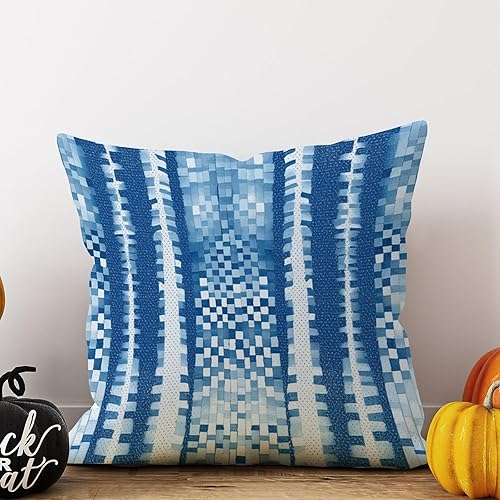 Miniatura 6 de Zyadsinoudor Asian Style Pillow Cover Antelope Aqua Animal Square Cushion Cover Chinoiserie 24x24in Decorative Pillow Home Cotton Linen Elegant