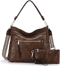 Women's Bag, Leather Tote Bag, Large Shoulder Bag, Vintage Handbags, Hobo Bag, Laptop Bag, 2 Pieces Set with Guitar Strap for Daily Work Travel