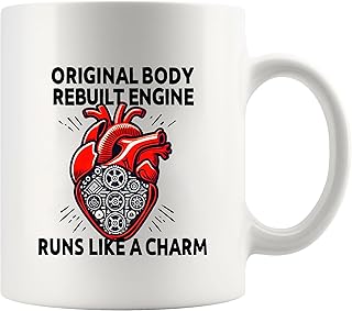 Original Body Rebuilt Engine Recovery Gifts Open Heart Surgery Survivor Mugs From Friends Family Patient Cardiologist Coffee Ceramic Mug 11 oz Whiite