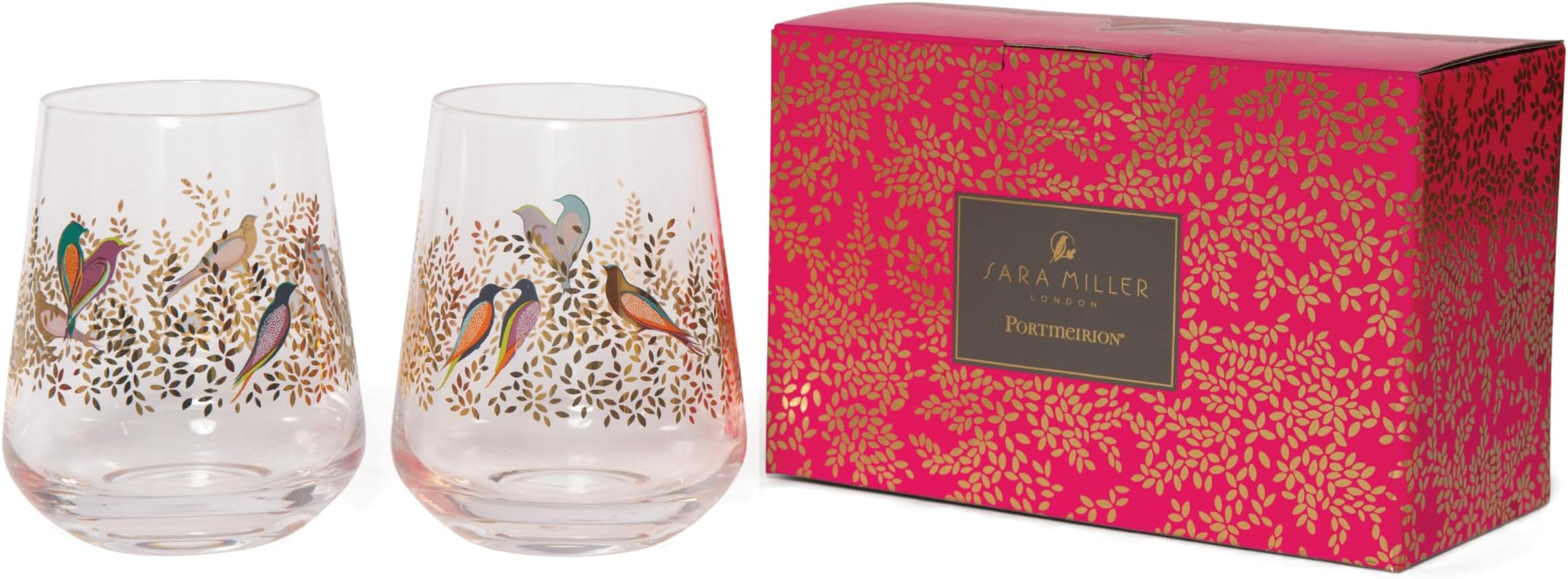 x Sara Miller London Set of 2 Glass Tumblers - Transparent and Durable Glass, Chelsea Collection, Suitable for Dinner Parties & Celebrations, 0.4L