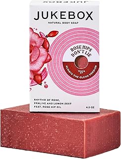 JUKEBOX Soap,Rose Hips Don't Lie Scent, Natural Bar Soap for Women, Cold Process, Bath Soap with No Harmful Ingredients, Created for All Skin Types, Rose, Praline, Lemon Zest-a Dr. Squatch Brand-4.5oz