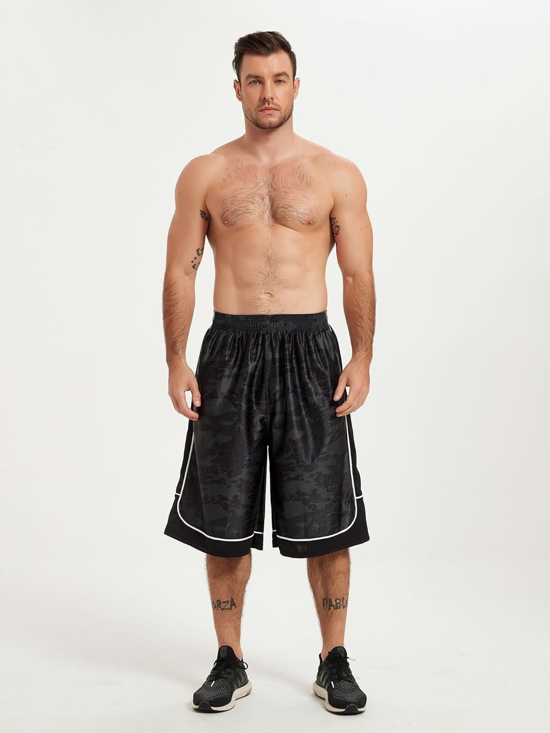 Men's Long Athletic Shorts Basketball Gym Quick Dry Camo Shorts with Pockets - Image 3