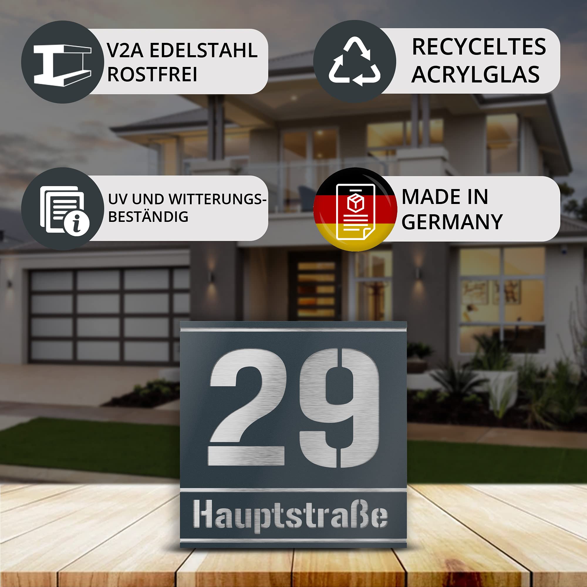 Graviers Design plaque numéro de maison – extérieur, 215x150 mm, anthracite métallisé, acier Graviers Design plaque numéro de maison – extérieur, 215x150 mm, anthracite métallisé, acier