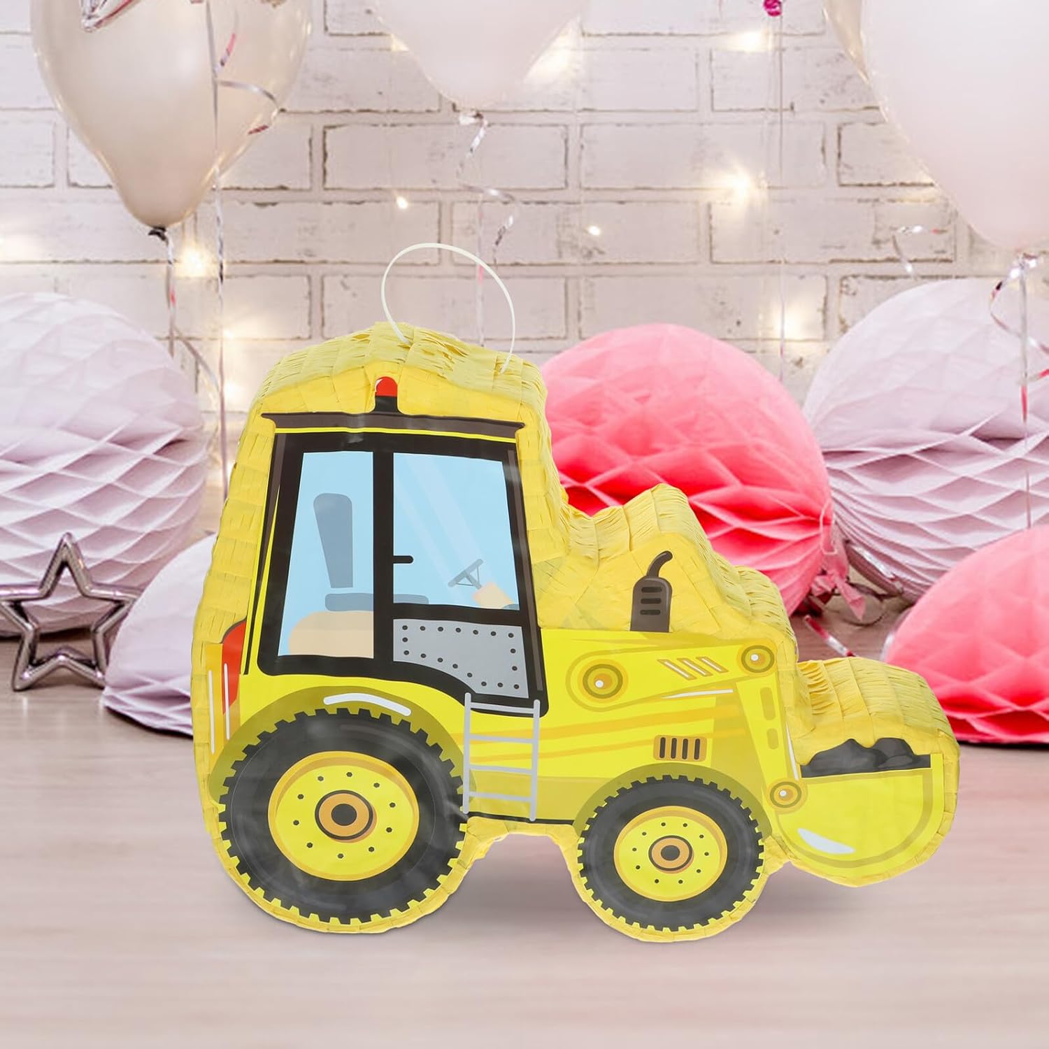 Excavator Shaped Pinata Yellow Construction Party Decor Candy Filled Fiesta for Birthday Boys with Hanging Feature and Lively Celebration Accessory