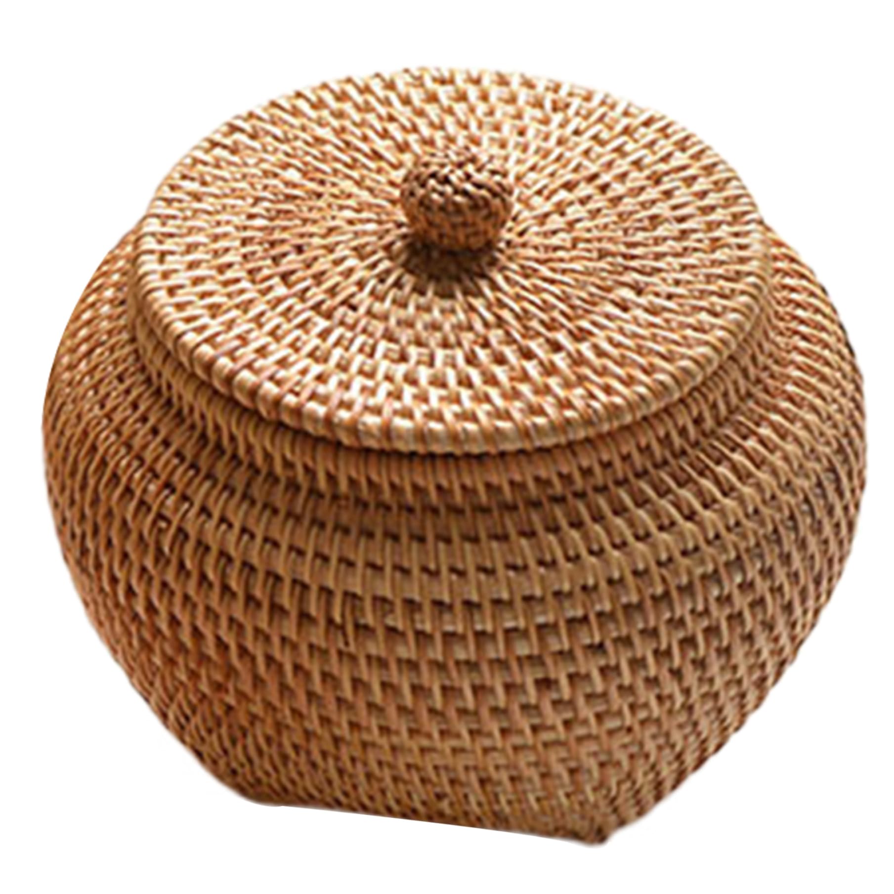Boîte en rotin avec couvercle panier rond tressé maison et cuisine style 1