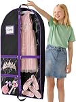 Dance Garment Bags for Dancers, 40" Garment Bags for Hanging Clothes with 3 Clear Zipper Pockets, Cheer Uniform Garment Bag for Suits, Travel & Sports Jersey, Cheer Uniform (Purple, 1Pack 40")