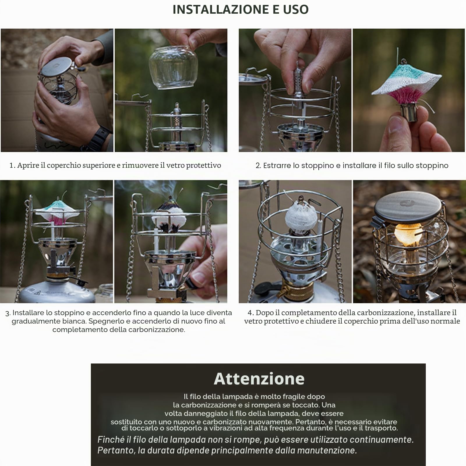 Campingmoon - Lanterna a gas da campeggio, luce a gas portatile, lampada a sospensione
