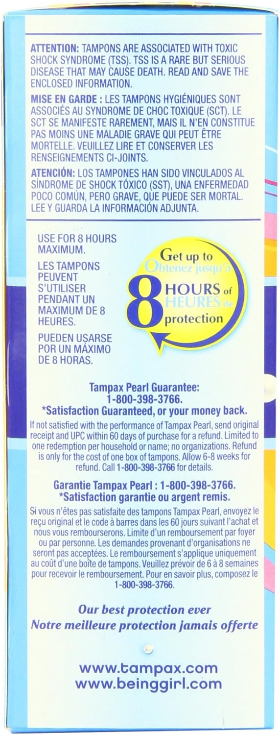 Tampax Pearl Tampons with Plastic Applicator, Super Plus Absorbency, Fresh Scent, 18 Count