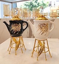 مبخرة عربية من البورسلين مع حامل معدني للمنزل وغرفة المعيشة والمكتب لرمضان وعيد الأم من فلامينجو، أبيض