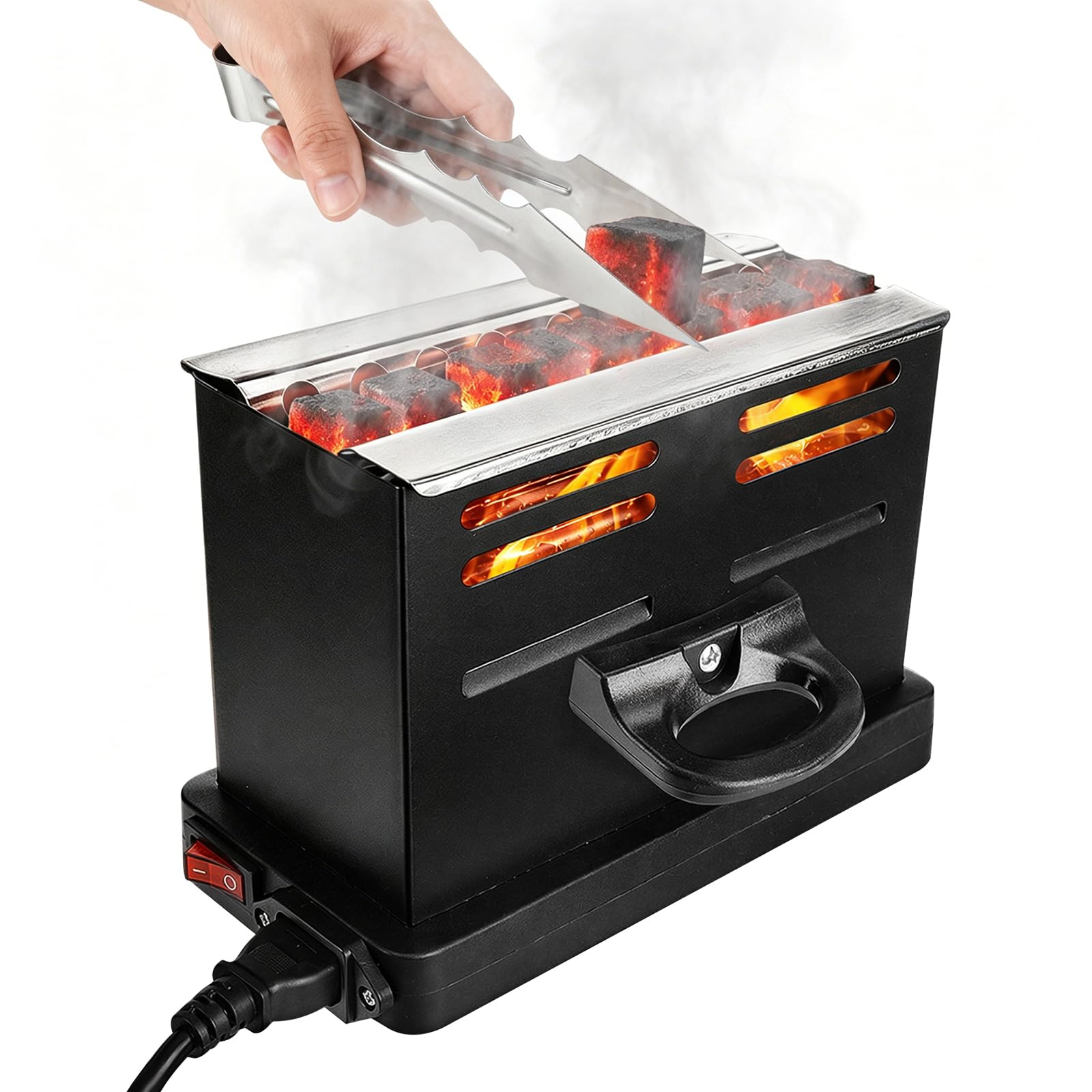 DASIAUTOEM Elektrischer Kohleanzünder, 800W Holzkohle Elektrischer Kohlegrill Anzünder mit Zange, Kohle Anzünder mit Kohlegitter, Mobile Herdplatte Elektro für Kohle Kokoskohle Camping Hause