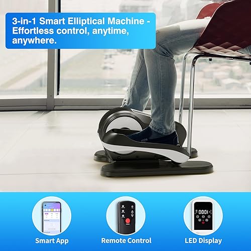 Miniatura 6 de Máquina elíptica debajo del escritorio con aplicación  Ejercitador de pedal eléctrico silencioso y portátil con velocidad ajustable y pantalla LED