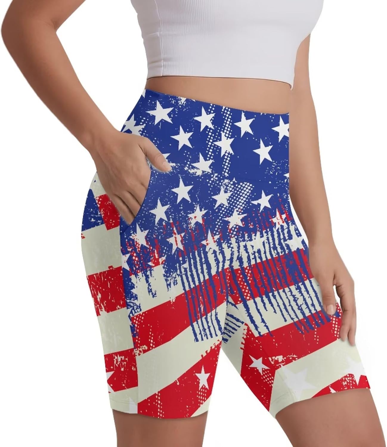 Women's Short Yoga Side Pockets High Waist Workout Gym Biker Shorts - Image 2