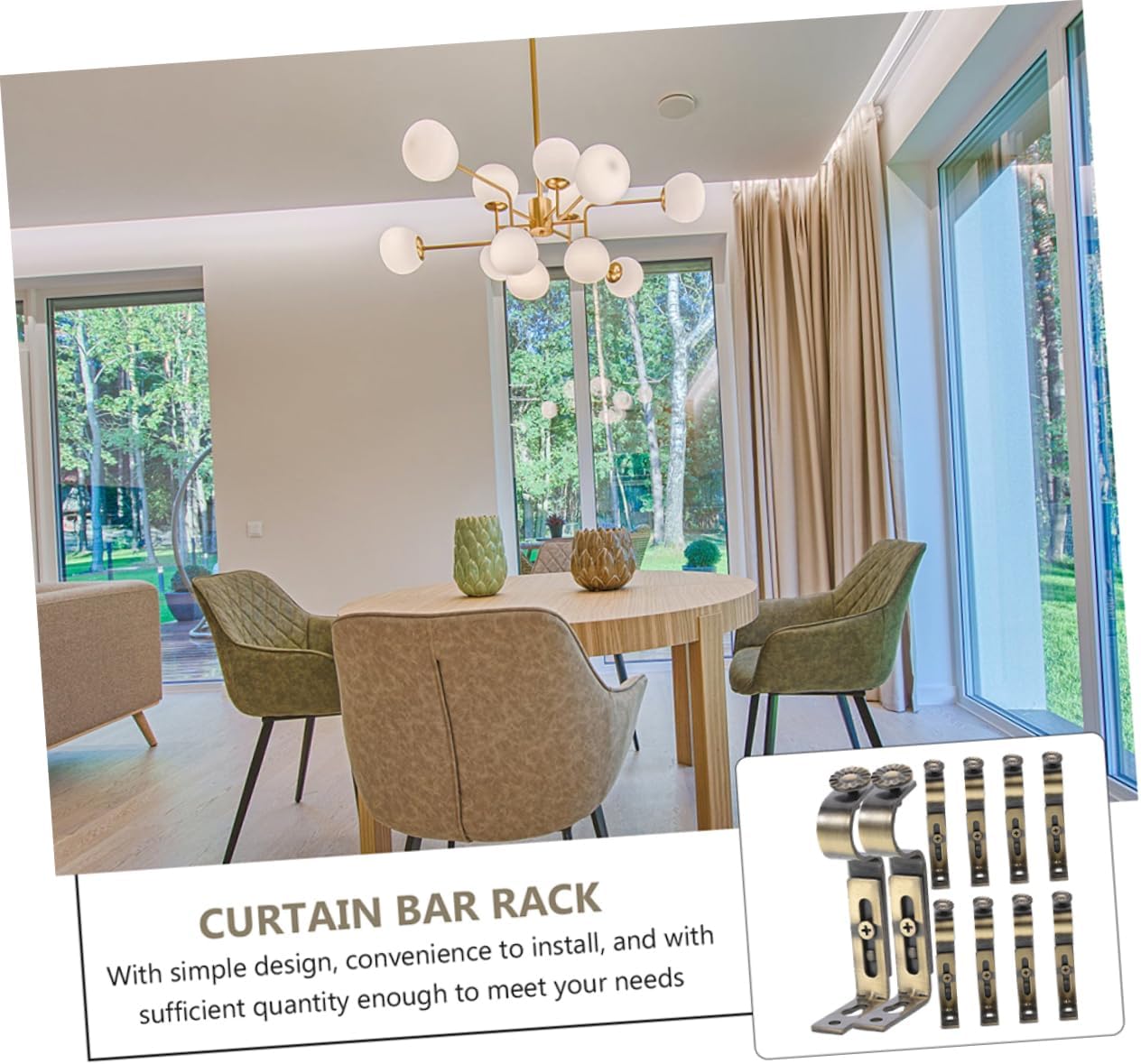 10pcs Metal Curtain Rod Brackets Adjustable Wall Holder Support for Drapery Rods Easy to Install Bracket Set for Home and Apartment Use