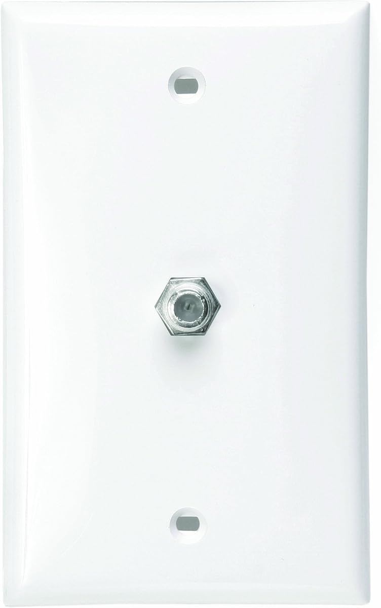 Leviton Standard Video Wall Jack, F Connector, 80781-W, White