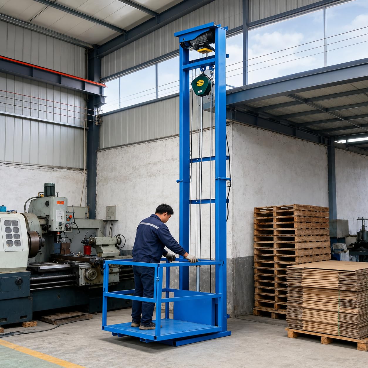 Robuste elektrische Hebebühne, mobiler Lastenheber, verstellbare 2-10 m Höhe für Lager, Dock, Innen- und Außenbereich
