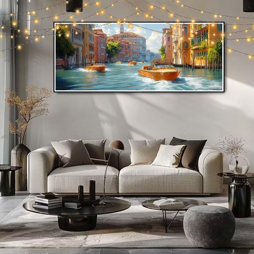 5D DIY Zestaw do malowania diamentowego łodzi, wody miasta, diamenty kryształ ścieg krzyżykowy do dekoracji domu, pełny zestaw do malowania diamentowego, puzzle diamentowe rzemiosło dla dorosłych