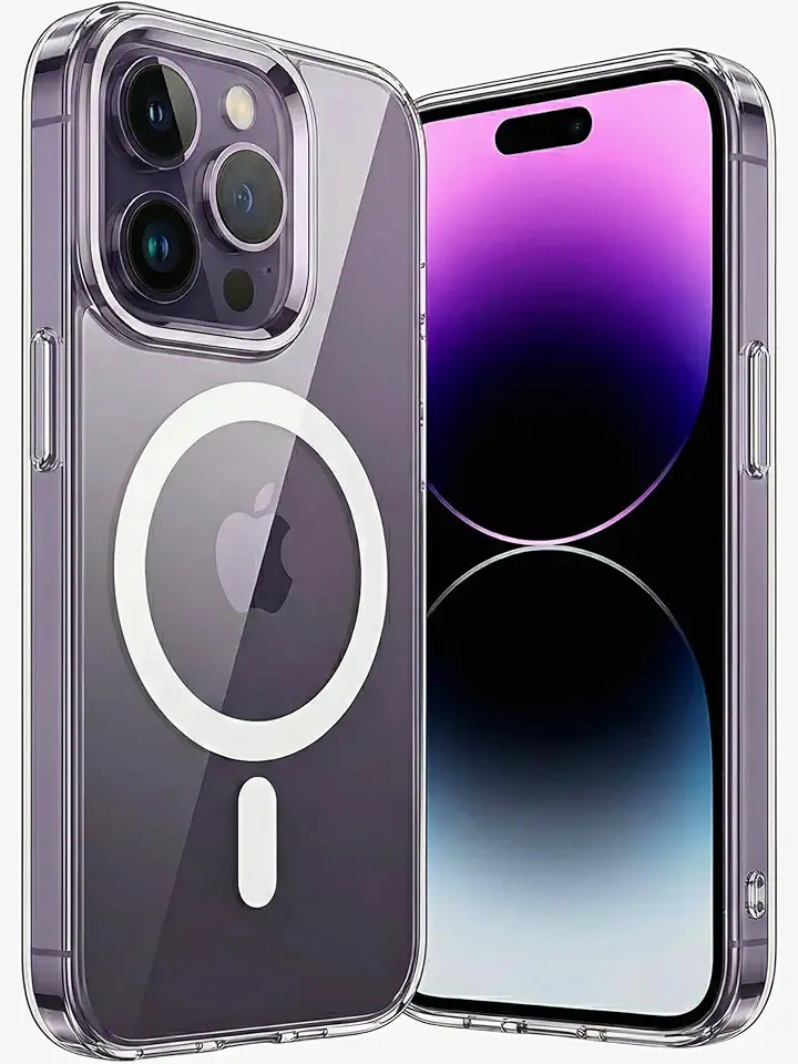 Capa Mag-Safe para [iPhone 14 Pro Max] Capinha Magnética Premium com [Proteção de Câmera] Transparente [Anti-Amarelamento] Clear Case Slim, Compatível com MagSafe, Resistente a Riscos e Anti Impacto