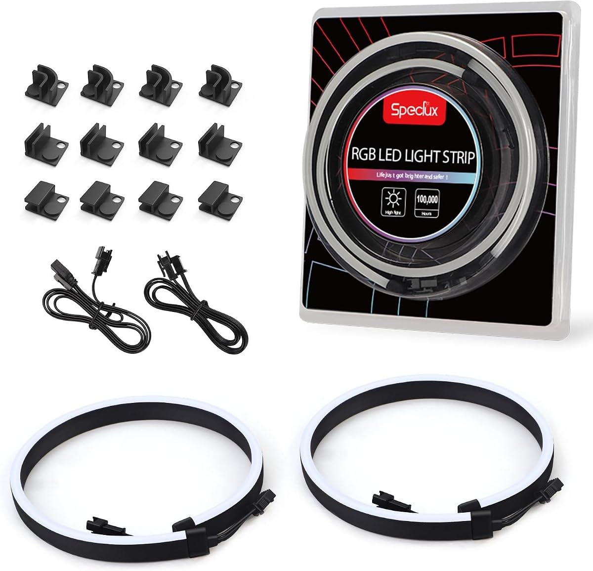 NEON RGB PC LED Strip, RGB Strip for 12V 4-Pin RGB LED Headers, Compatible with Aura SYNC, Gigabyte RGB Fusion, Mystic Light Sync, ASROCK Aura RGB Motherboard, with 12pcs Strong Magnetic Brackets