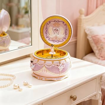 Ballerina Jewelry Box for Girls, Swan Lake Musical Jewelry Box with Lights, Rotating Ballet Dancer Music Box, Girls Jewelry Organizer, Birthday for Daughter Granddaughter Niece