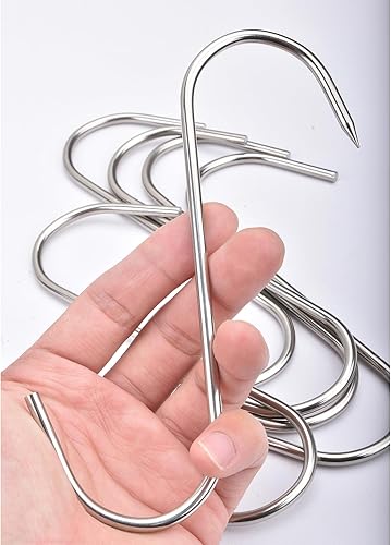 Miniatura 1 de Alele Ganchos de carne de acero inoxidable de 6 pulgadas para colgar, carnicería, ahumado, barbacoa, parrilla, juego de 6 ganchos (gancho de carne