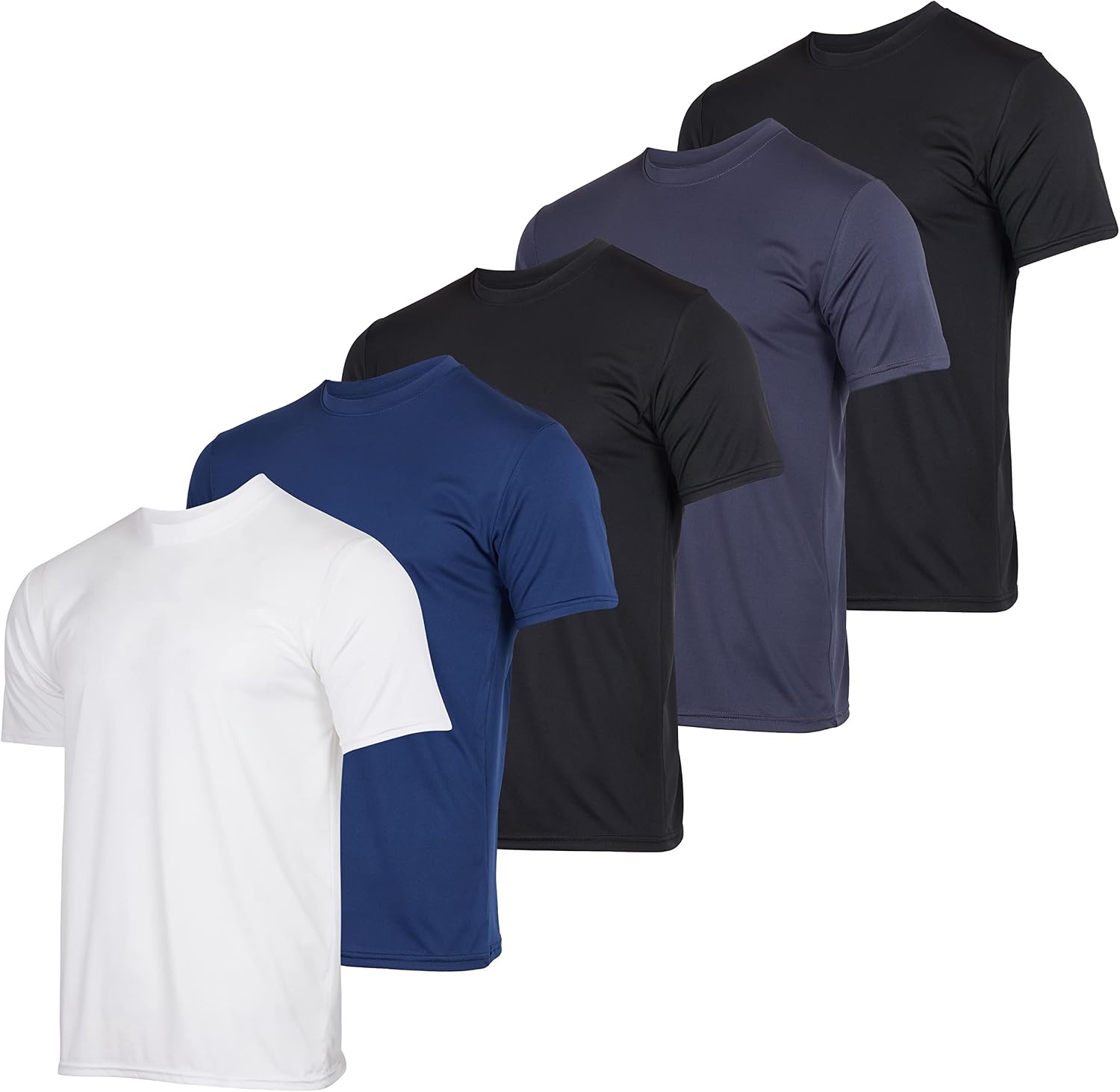 5 Pack: Youth Dry-Fit Moisture Wicking Active Athletic Performance Short-Sleeve T-Shirt Boys & Girls