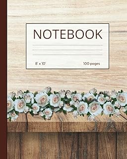 Composition Notebook: Table Plywood And Flower Illustration | Journal For College, Students, School, Work, Office | Wide Lined