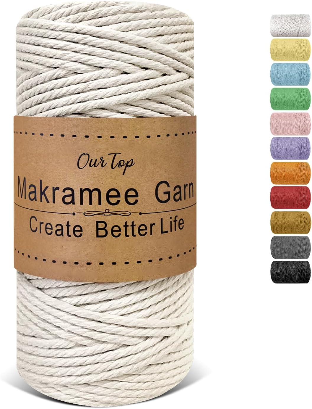 Makramee Garn Natur 3mm X 300m - Premium Baumwollkordel Für DIY Handwerk & Deko