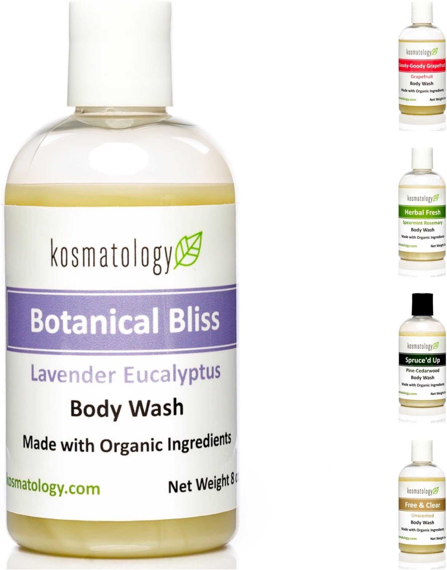 kosmatologyBotanical Bliss Organic Body Wash | Moisturizing Body Cleanse | Nourishing, Clean Ingredients, Infused with Lavender and Eucalyptus Essential Oils | 8 fl oz