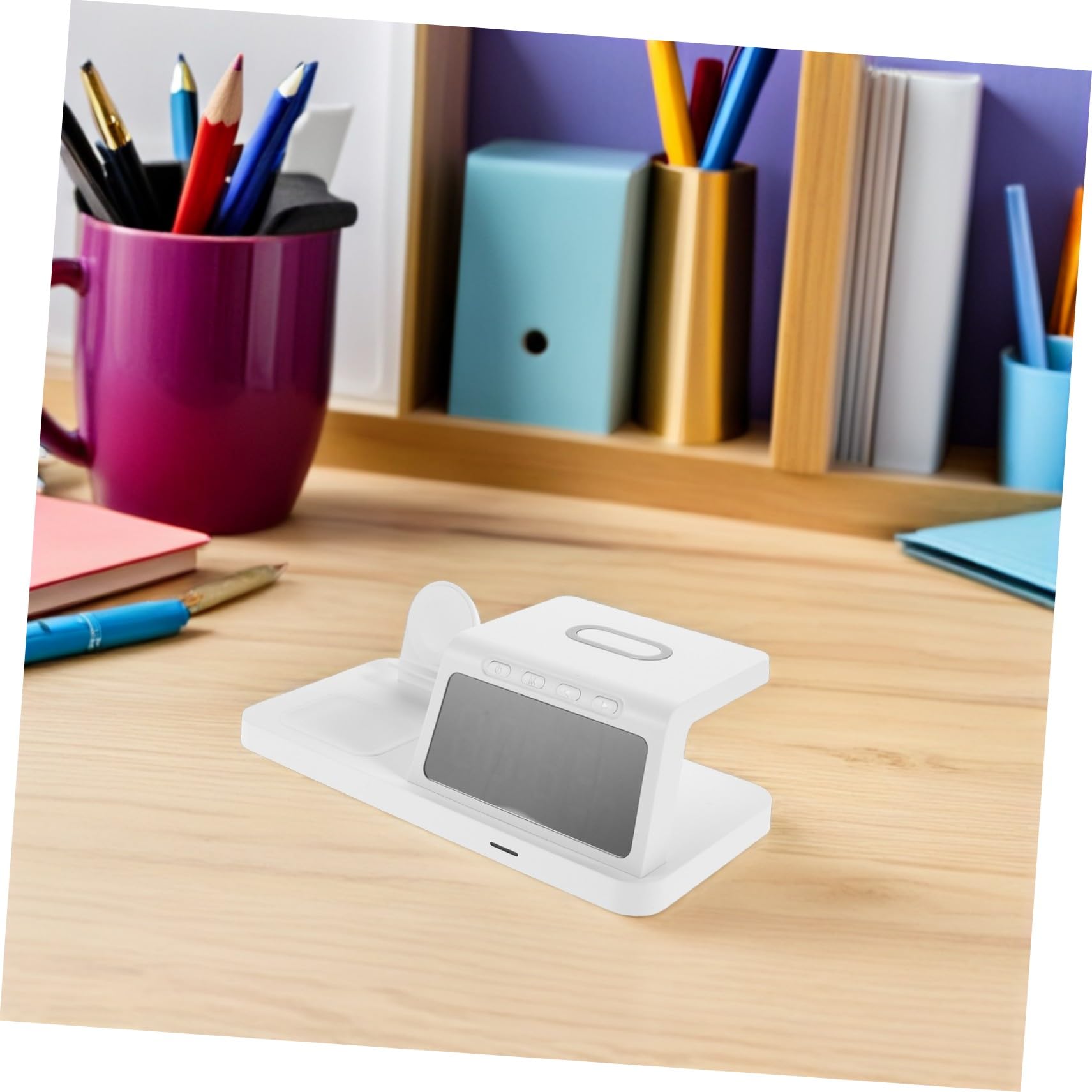 Gadpiparty 15w Caricatore Wireless con Orologio Stazione di Ricarica Supporto per Ricarica Wireless Rapida da Compatibile con Vari Dispositivi Design Moderno per Comodino o Ufficio