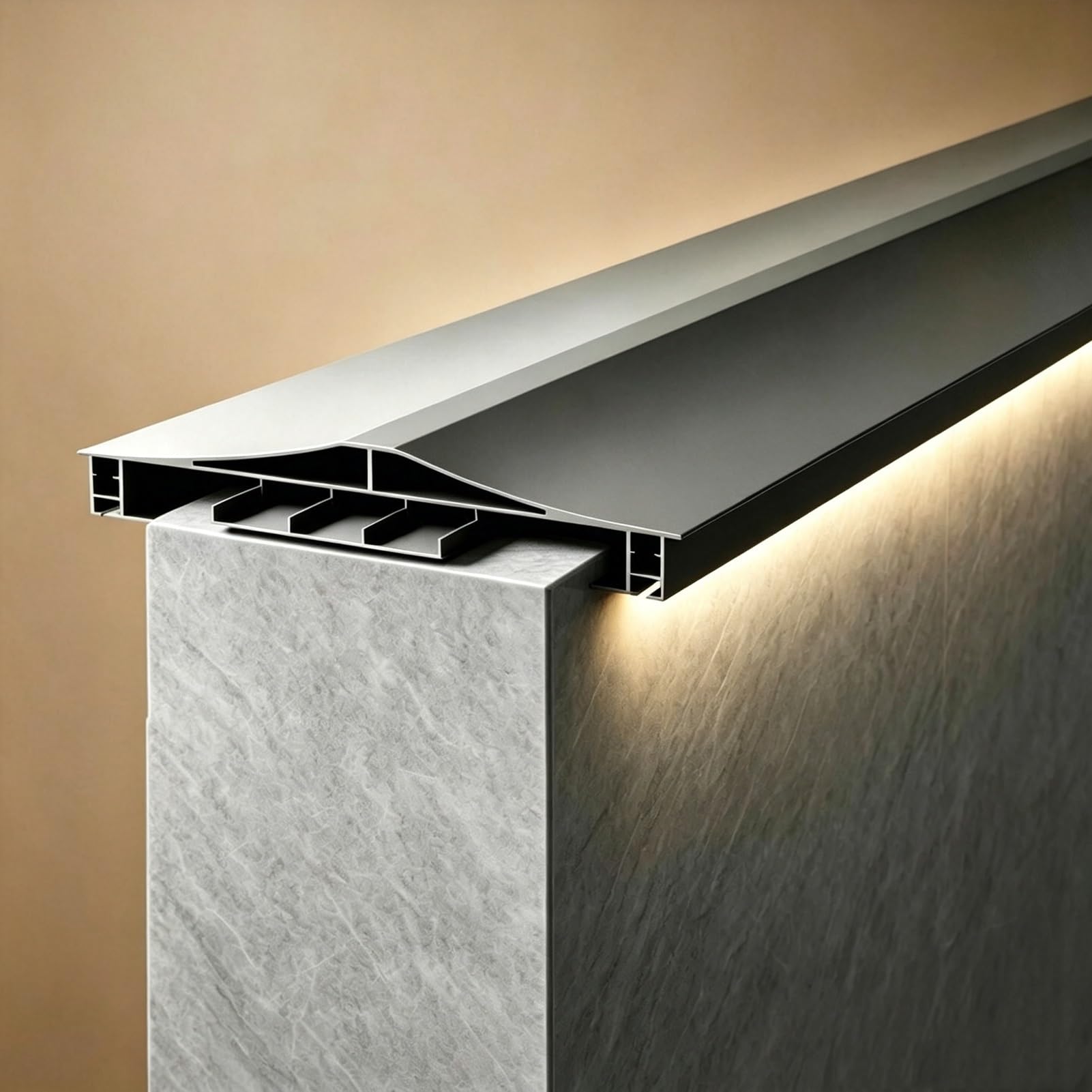 Cubremuros Aluminio Doble Pendiente con Goterón | Albardilla Muro Decorativo con Ranura LED, Tapas para Muro de Parapeto, Placa de Cubierta Superior(L 59.1",W 9 5/8")
