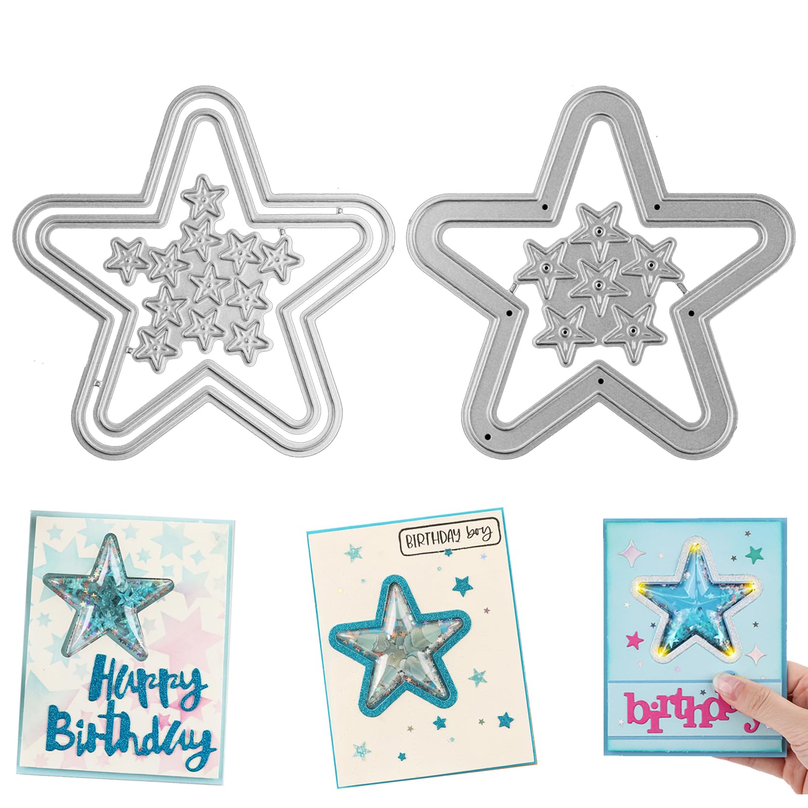 Briartw 5pcs/Set Star Cutting Dies for Card Making DIY Scrapbooking Paper Crafts Embossing Stencil Decoraion Album Photo Invitation Card Blessing Card