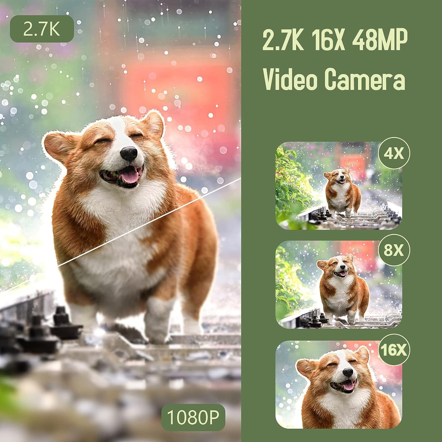 SIRMEUE Video Camera Camcorder, 2.7K Camcorder 48MP 16X Digital Video Camera for YouTube 3.0'' 270 Degree Rotation Screen Video Recorder Vlogging Camera with Remote Control and Two Batteries, DV090