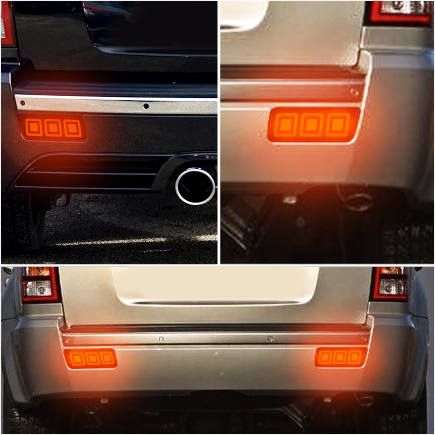 Smoke Lens LED Rear Bumper Fog Light Kit Brake Sequential Turn Signal Lamps Compatible with Jeep Grand Cherokee SRT8 SUV 2005-2010 Rear Tail Fog Lamp Replace (SMOKED)
