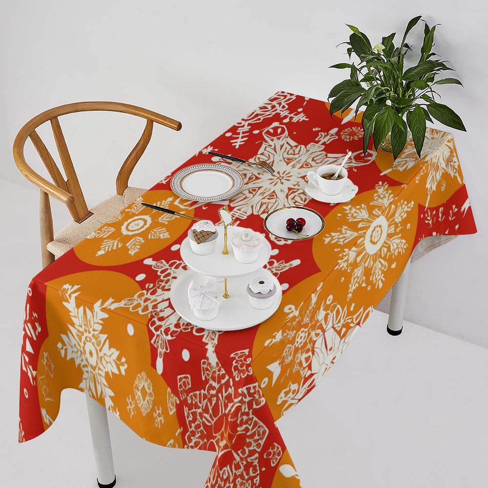Nappe rectangulaire avec flocons de neige imprimés pour cuisine