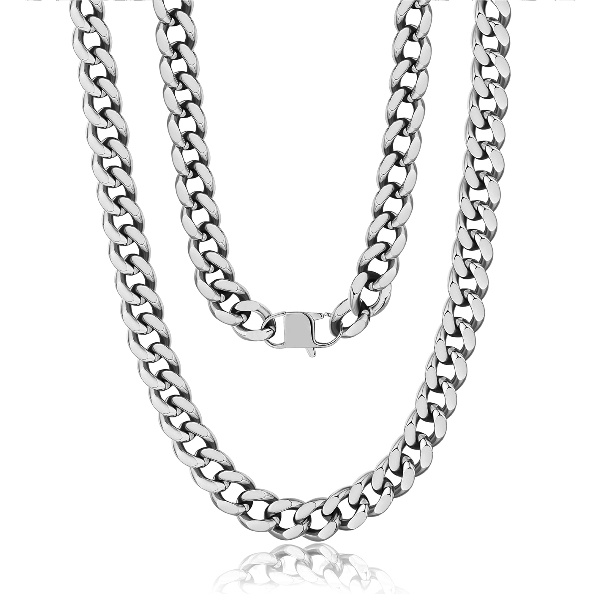 NOKMIT Chunky Cuban Link Curb Chain Necklace for Women Men Dainty 18K Gold Silver Tone Choker Thick Trendy Statement Diamond Cut Punk Hip Hop Cuban