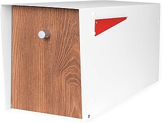 Ilyapa Modern Mailbox with Modern Design Post Mount - Metal Mailboxes for Outside - White Heavy Duty - Powder Coated Steel - All Weather Resistant