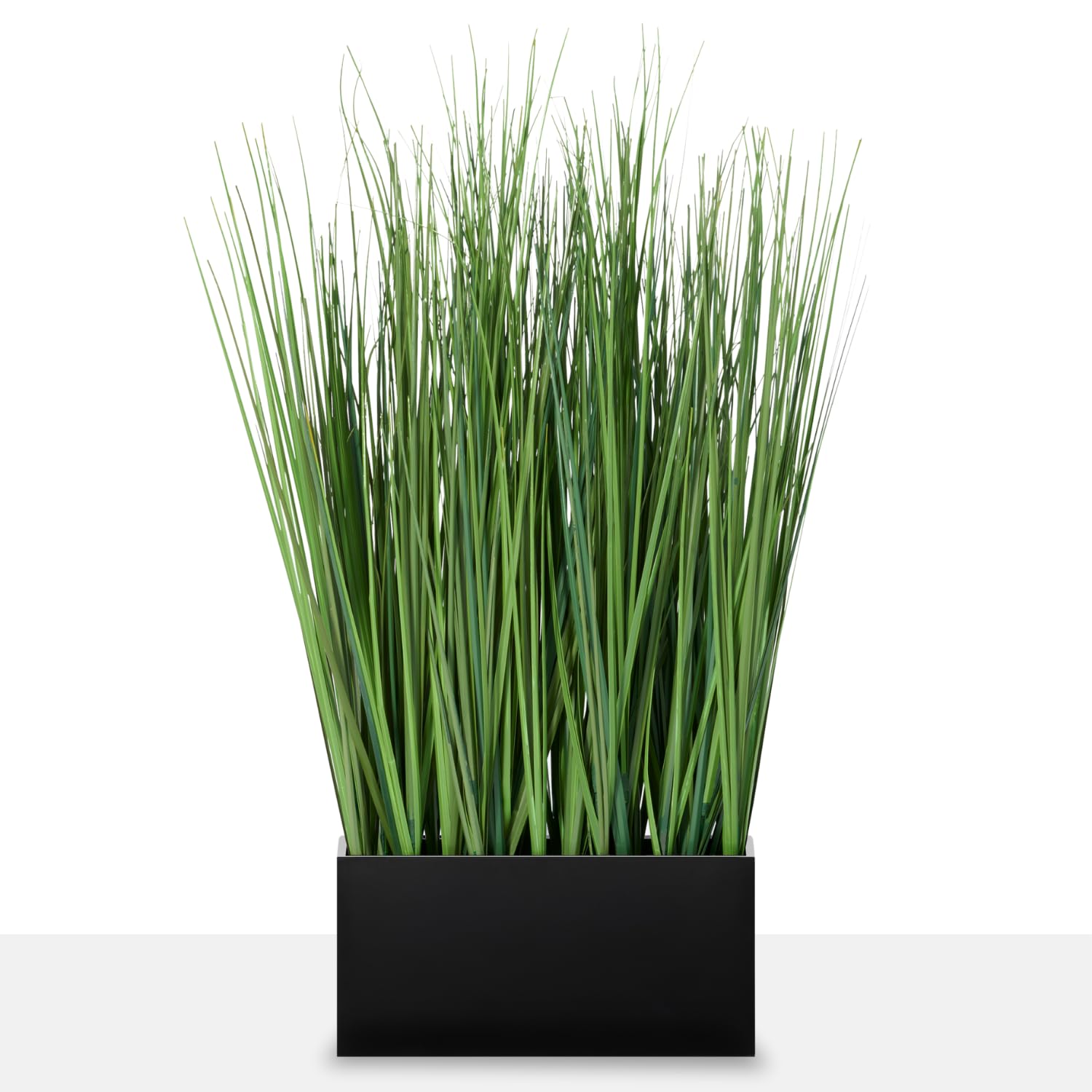 Torre & Tagus 18" Artificial Onion Grass in Dark Gray Rectangle Pot, Faux Grass Plant & Tall Foliage Fake Grass Decor as Artificial Grass for Planters, 10" x 7" x 18" (Onion Grass Fake Plant)