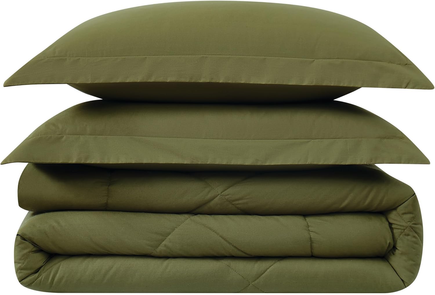CANNON Solid Percale Olive Green Full/Queen 3 Piece Comforter Set - Image 4