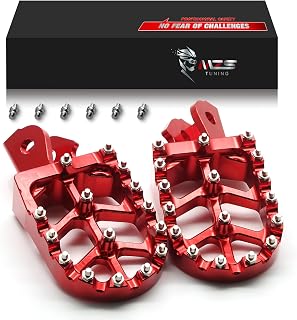 MZS Dirt Bike Foot Pegs, CNC Motocross Footpeg MX Footrest Rest Pedal Red Compatible with CRF150F | CRF230F | KDX200 | Lighe Bee S/X | X160 X260 | MX3 MX4 | XR150L